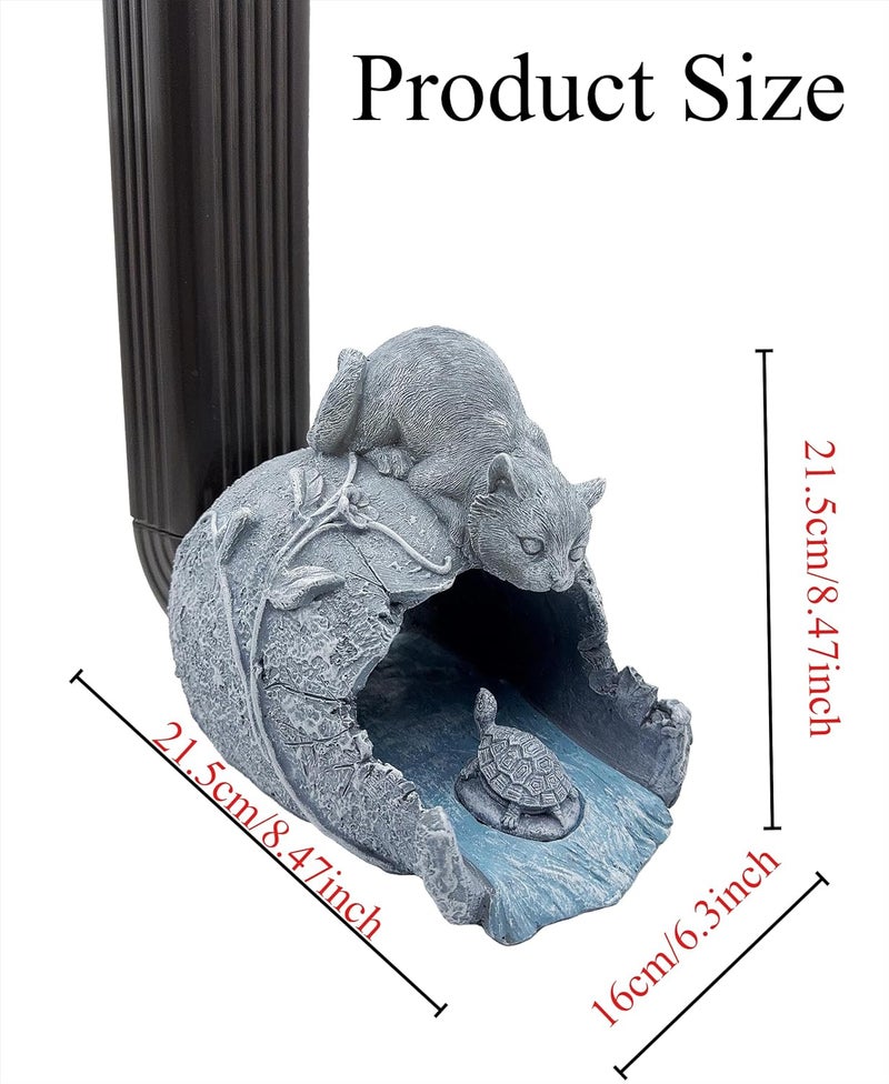 Euiroet Real Cat Sculpture Gutter Downspout Extender, Eco-Friendly Resin Garden Animal Statue, Decorative Gutter Extension Downspout, Outdoor Decor Ornament, Splash Block, Perfect for 3"x4" Downspouts - Image 3